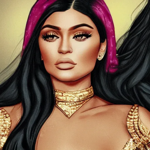 Image similar to kylie jenner as a greek goddess, photorealistic, cinematic