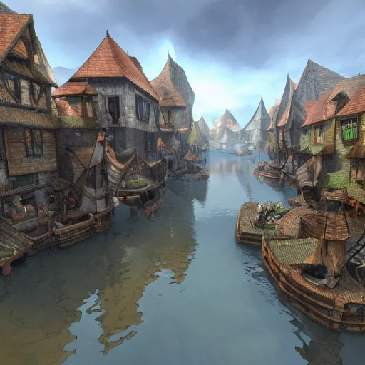 Image similar to floating town, medieval fantasy, 8k