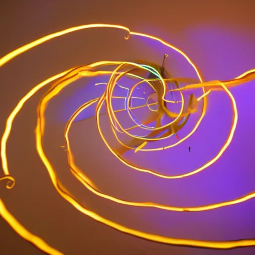 Image similar to endless spiral of time, photorealism, light art, lightpainting