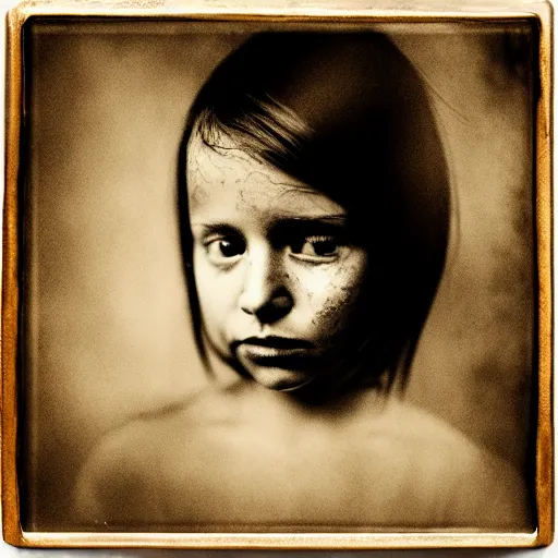 Prompt: An abstract wet-collodion portrait