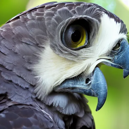 Image similar to close up of a side view face of a harpy eagle