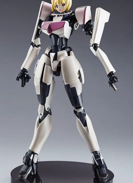 Prompt: toy design,Girl in mecha cyber Armor, portrait of the action figure of a girl, with bare legs， holding a weapon，gundam style， anime figma figure, studio photo, 70mm lens,