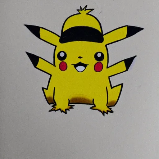 Prompt: yellow pikachu drawn by a 3 years old
