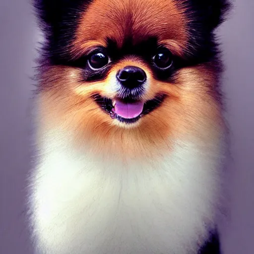 Image similar to Great Pomeranian, photorealistic, photography, wife angle