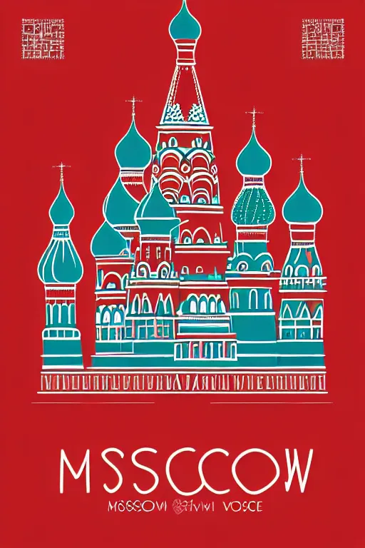 Image similar to minimalist boho style art of colorful moscow red square, illustration, vector art