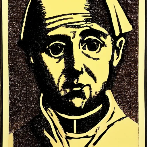 Image similar to individual pope innocent x silk screen portrait banksy style