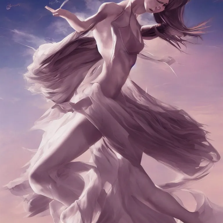 Image similar to dancer in the wind by artgerm, retrofuturism, trending on artstation