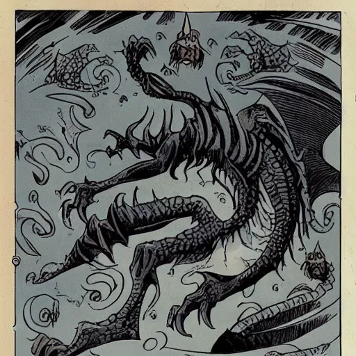 Image similar to draconite creature design by mike mignola