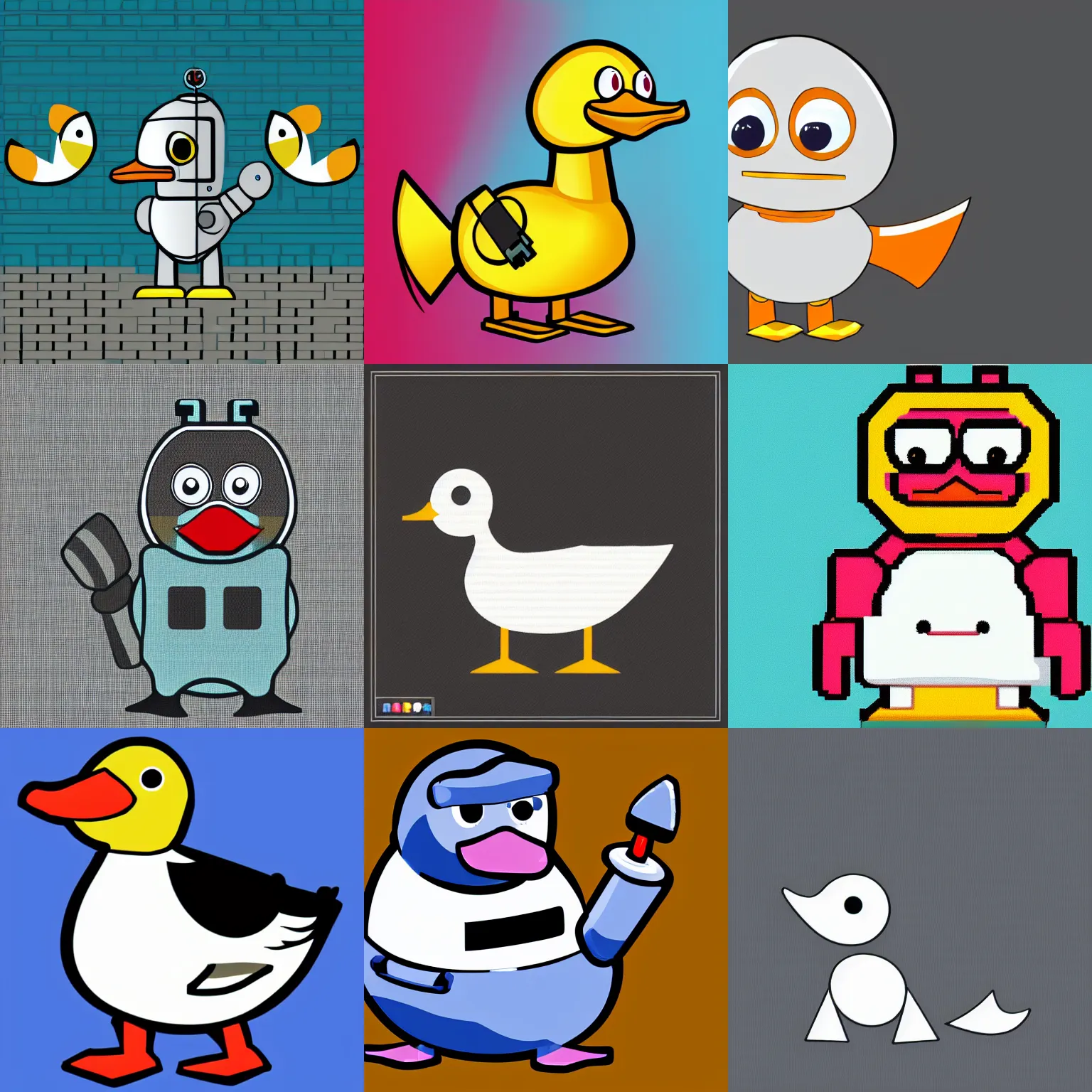 Prompt: a robot duck, vector, pixta. jp