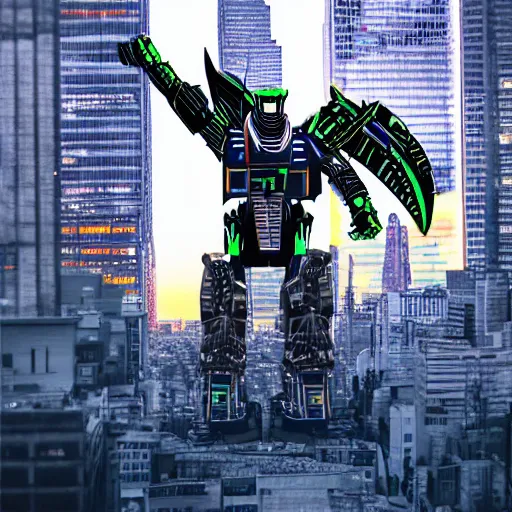 Prompt: giant transformer cobra over a city, cinematic, digital art