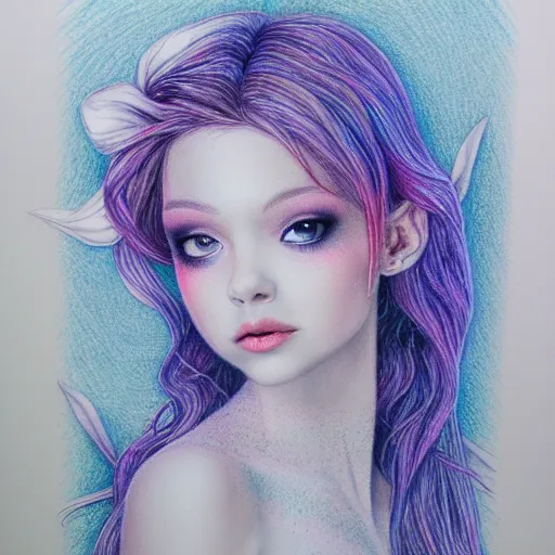 Prompt: Colored pencil art on paper, Frost Fairy, highly detailed, artstation, Caran d'Ache Luminance