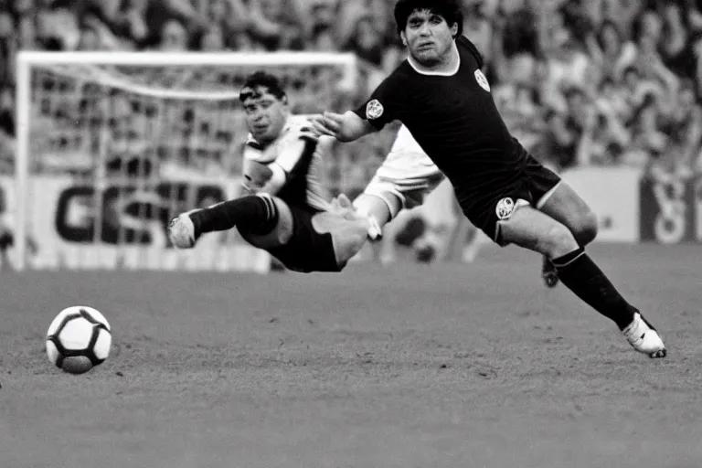 Image similar to diego maradona scoring a hand of god goal against a capybara goal keeper