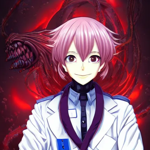 Prompt: portrait ofdiabolical, self - righteous medical officer infected with an alien disease, anime fantasy illustration by tomoyuki yamasaki, kyoto studio, madhouse, ufotable, trending on artstation