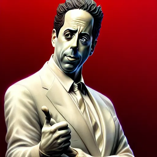 Image similar to ultra realistic illustration, a statue of glorious god jerry seinfeld, intricate, elegant, highly detailed, digital painting, artstation, concept art, smooth, sharp focus, illustration, art by artgerm and greg rutkowski and alphonse mucha