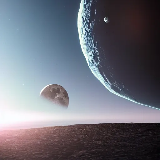 Prompt: apollo 8 earthrise cowboy space, octane render, blender render, unreal engine, 3 5 mm, cowboy, with earth in rising in the sky in the background, artstation, bartosz jaworski