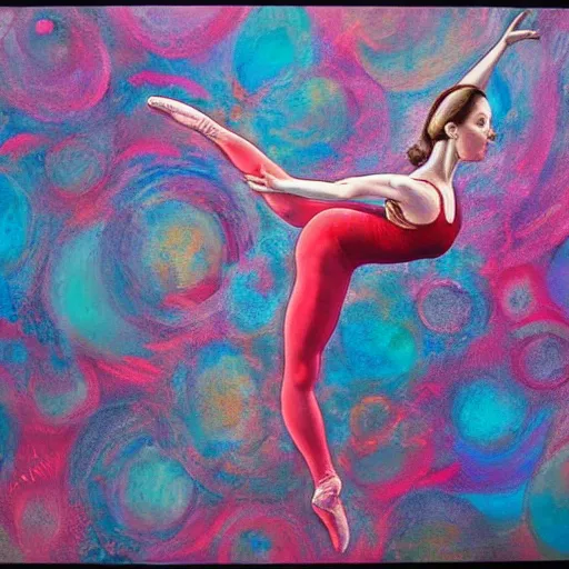 Prompt: a beautiful hyper - detailed painting of a beautiful underwater ballerina lyrical dancer, weightless, flowy, deep color, fine bubbles