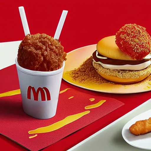 Image similar to Mcdonalds new dish - the McRonald a desert made with bright red cow\'s blood