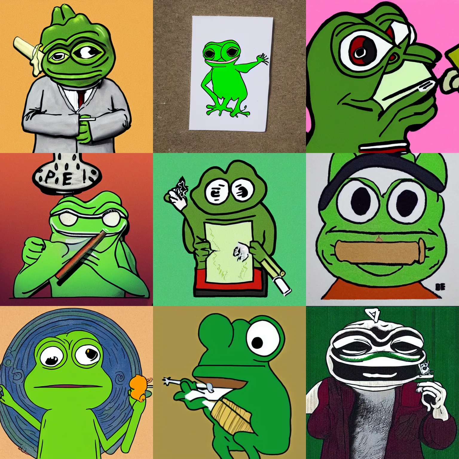 Pepe the frog smoking a joint | Stable Diffusion | OpenArt