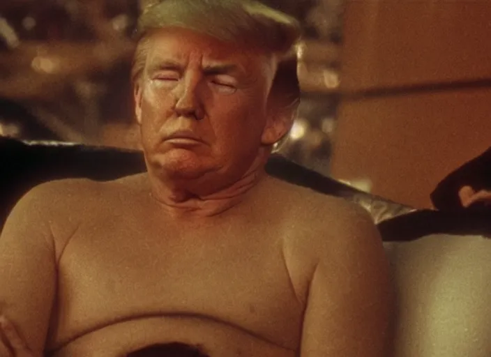 Image similar to film still donald trump meditating in blade runner, 8 k