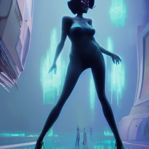 Image similar to holli from the movie cool world by ralph bakshi, fullbody, ultra high detailed, glowing lights, oil painting, greg rutkowski, charlie bowater, beeple, unreal 5, daz, hyperrealistic, octane render, rpg portrait, dynamic lighting, fantasy art, beautiful face