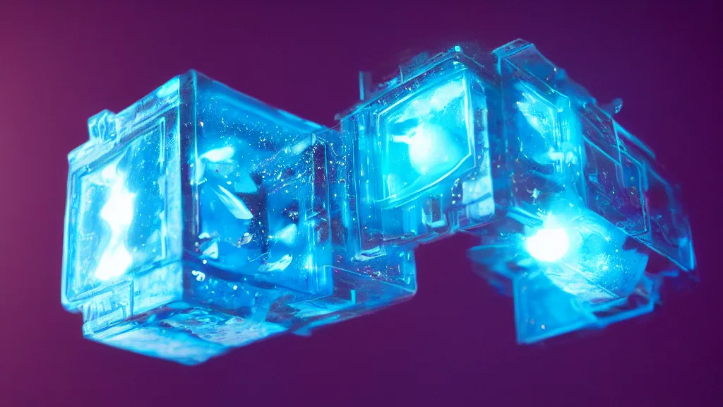 Image similar to cyberpunk blue ice cube nebula sculpture floating in space, 8k, cinematic, epic, ultra detailed, award winning, trending on artstationHD, dramatic