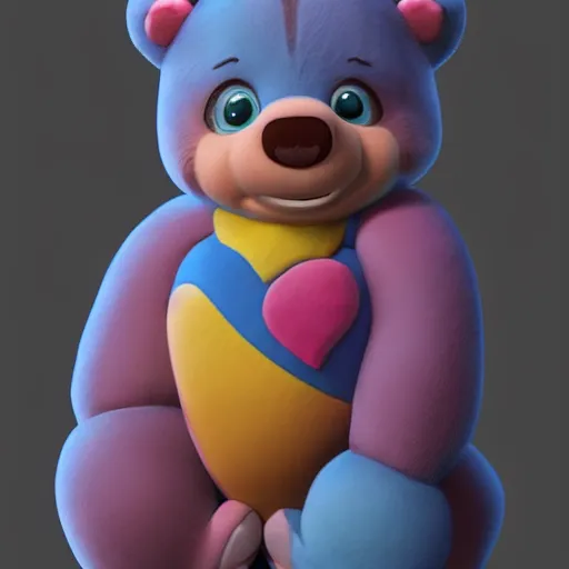 Image similar to hyperrealistic dslr film still of a care bear with heart on belly, stunning 8 k octane comprehensive 3 d render, inspired by istvan sandorfi & greg rutkowski & unreal engine, perfect symmetry, dim volumetric cinematic lighting, extremely hyper - detailed, extremely lifelike attributes & texture, intricate, masterpiece, artstation, stunning