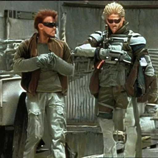 Prompt: movie still from metal gear the movie 1 9 8 7