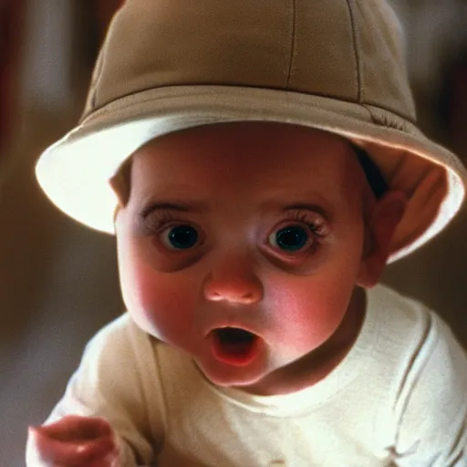 Image similar to stanley kubrick as the baby from 2 0 0 1 cinematic 3 5 mm dramatic hdr