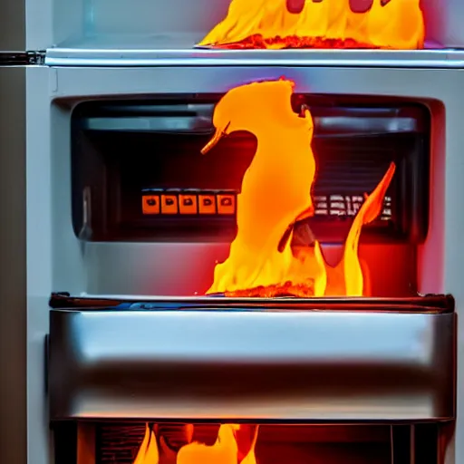 Image similar to refrigerator on flames