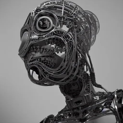 Image similar to portrait of a old humanoid robot intricate mechanics, ,octane render, 8k, dramatic lighting