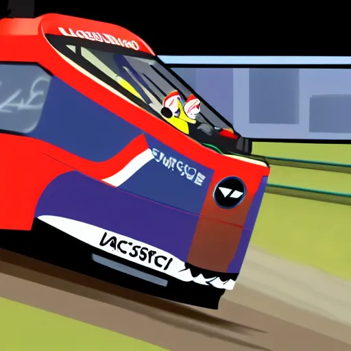 Prompt: Daniel Ricciardo driving a tube train after loosing his F1 seat, sad, depressed, cartoon, 4k