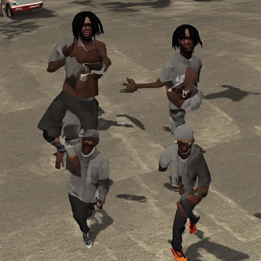 Image similar to Chief Keef as a GTA San Andreas character, screenshot from the game