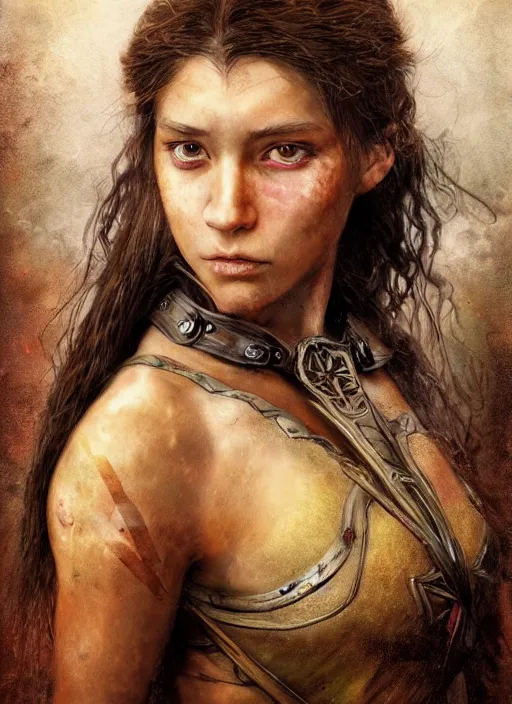 Prompt: hyper realistic photo of medieval beautiful warrior girl, full body, rule of thirds, conceptart, saturated colors, jean baptiste monge