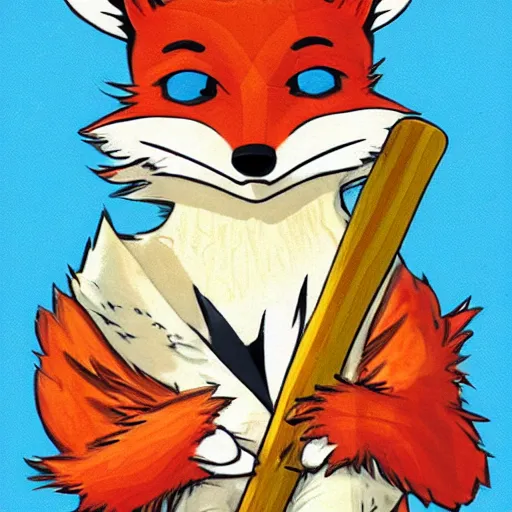 Image similar to a card with a picture of a fox holding a baseball bat, a comic book panel by ken sugimori, official art, poster art, dungeons and dragons, detailed, realistic, trending on artstation