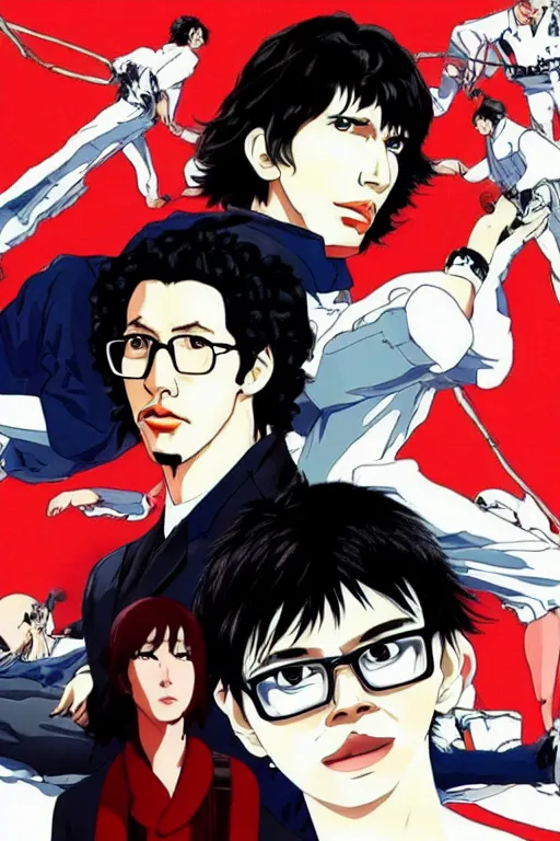 Prompt: adam driver as an anime character, hideaki anno, katsuhiro otomo, rumiko takahashi, film quality