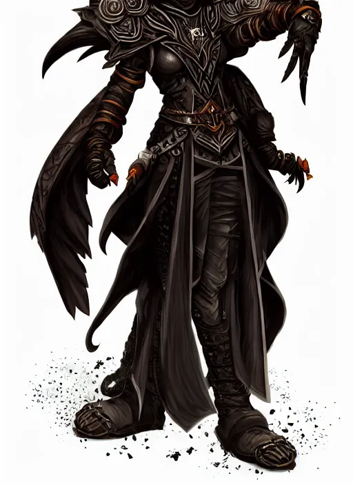 Image similar to raven warlock, wind magic, exquisite details, full body character design, dungeons and dragons white background, by studio muti