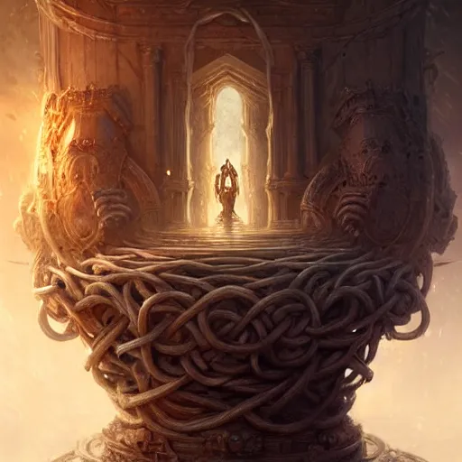 Image similar to gordian knot, fine art, awesome fantasy book cover on pinterest, award winning, dark fantasy landscape, fantasy magic, intricate, elegant, sharp focus, cinematic lighting, highly detailed, digital painting, concept art, art by wlop and artgerm and greg rutkowski, masterpiece, trending on artstation, 8 k