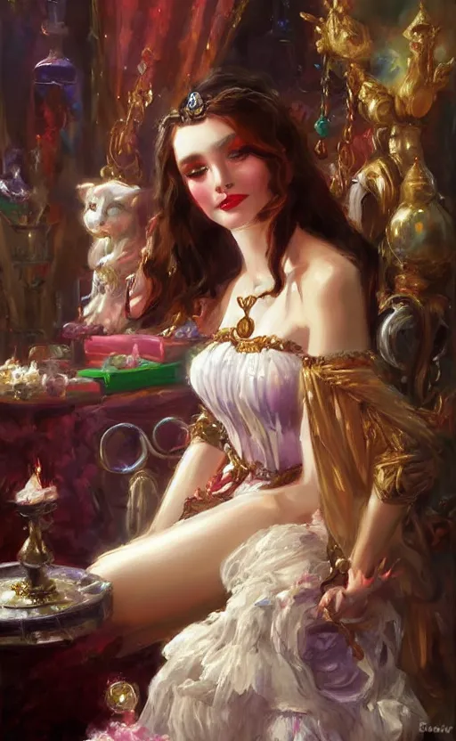 Image similar to Alchemist Princess. by Konstantin Razumov, horror scene, highly detailded