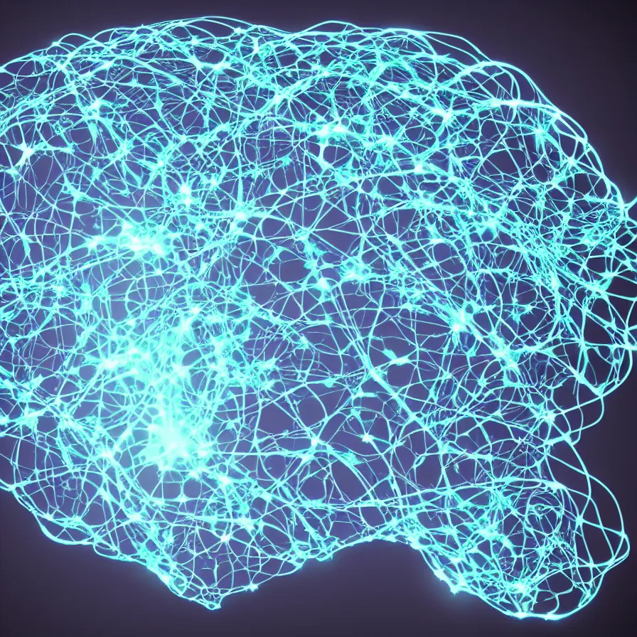 Prompt: holographic map of neural network of human brain with artifical neural implant, unreal engine