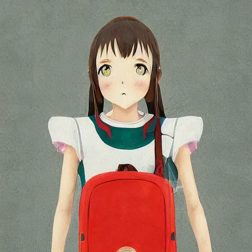 Image similar to a high detail portrait of high school girl by makoto sinkai, by BUNBUN, in simple background, CLIP STADIO, mad painting