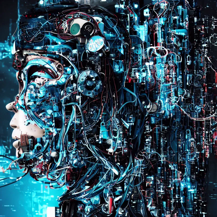 Image similar to Beautiful Photo of Arduino Uno in the robot's head. Cyberpunk. splatterpunk. 4K