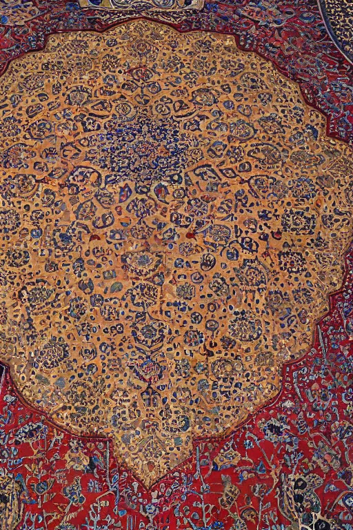 Prompt: arabic carpet, beautiful intricate design top down view