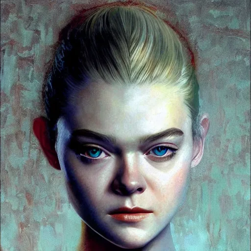 Prompt: ultra realistic portrait painting of elle fanning in the matrix, art by frank frazetta, 4 k, ultra realistic, highly detailed, epic lighting