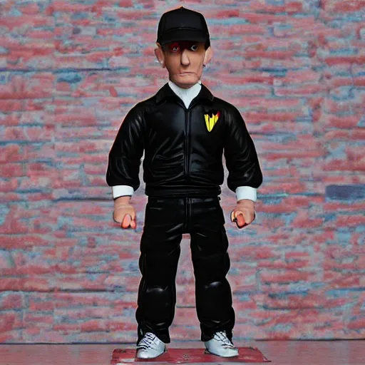 Prompt: tracey enim cosplay eminem, stop motion vinyl action figure, plastic, toy, butcher billy style