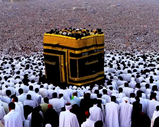 Image similar to 10,100 adoring lovers surrounding the kaaba in mecca