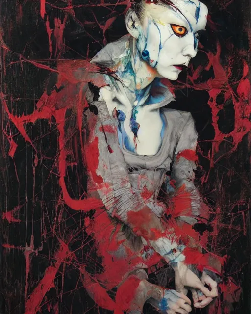 Image similar to sisters of parvos, hauntingly surreal, gothic, rich deep colours, painted by francis bacon, adrian ghenie, james jean and petra cortright, part by gerhard richter, part by takato yamamoto. 8 k masterpiece.