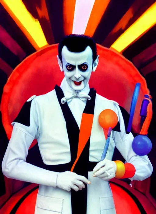 Image similar to photo of klaus nomi in a funhouse in the style of stefan kostic, realistic, professionally, professionally color graded, half body shot, sharp focus, 8 k high definition, insanely detailed, intricate, elegant, art by stanley lau and artgerm