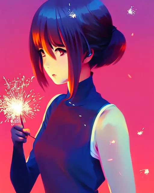 Beautiful Embarrassed Anime Girl with Short Black Hair Holding a Gift in  Her Hand, Blurred Background, Bokeh Stock Illustration - Illustration of  year, bokeh: 284385851