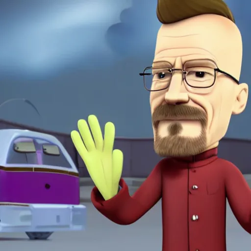 Prompt: walter white in jimmy nuetron animation style