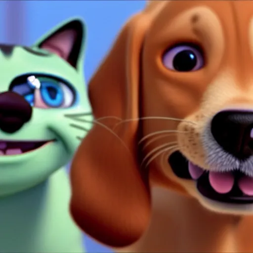 Image similar to a dog and a cat doing crimes, pixar, 8k